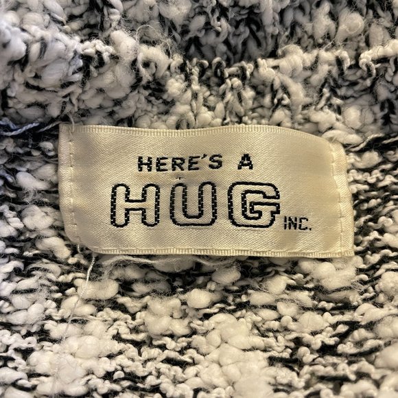 Vintage 80s Here's A Hug Sweater Size M Gray White Chunky Hearts Tic Tac Toe - Picture 8 of 8